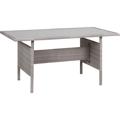 Garden Dining Table VITERBO 145 cm 80 cm Glass Light Grey (1/5)