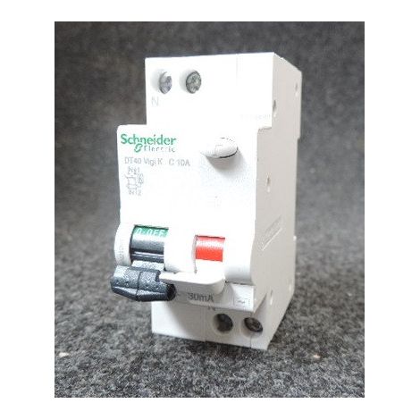Schneider Electric A9N21201 - Disjoncteur différentiel ProDis DT40 Vigi K 1P+N 10A courbe C 30mA type AC
