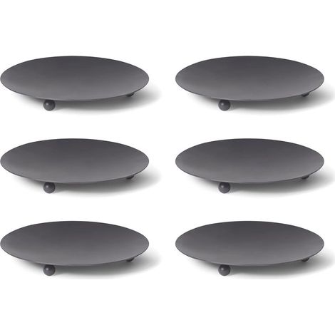 Lot de 6 bougeoirs noirs 90 cm, 3 pieds, 7,5 cm