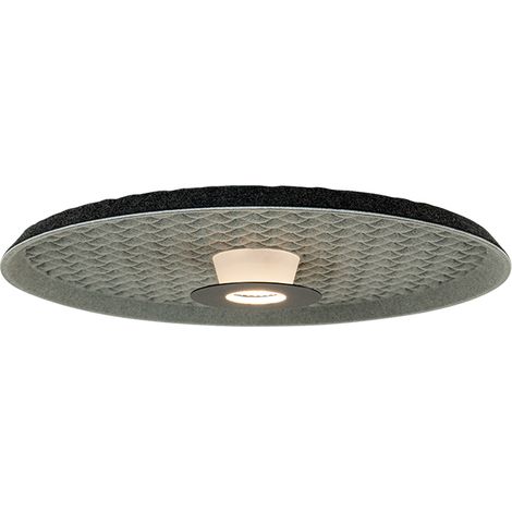 Plafonnier Acoustique LED D450 13W IRC95 Noir et Gris ZAMBELIS 25177 - Blanc chaud - 3000K