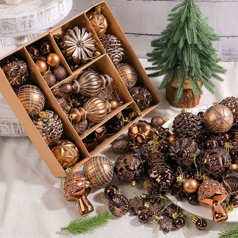 Pinecone - 53 Pièces - Boules De Décoration De Noël En Plastique - Pour Arbre De Noël, Guirlandes Et Vitraux - Brun (1/5)