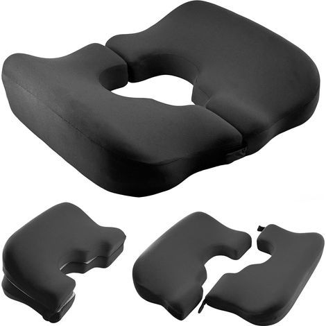 Oreiller en forme de beignet pour douleurs au coccyx, 100 % mousse à mémoire de forme, coussin anti-escarres, coussin épais anti-escarres, coussin épais pour coccyx avec ouverture en forme (1/5)