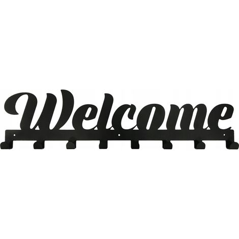 Portachiavi in metallo "Welcome" da 52 cm, nero.