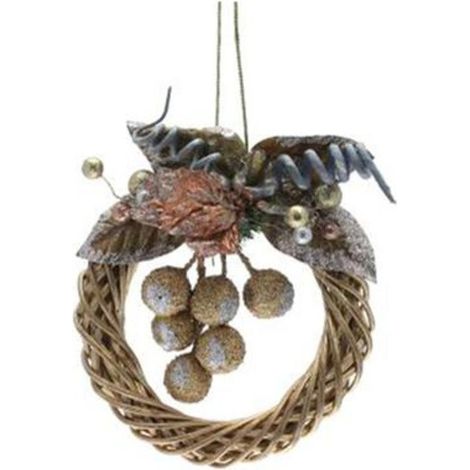 Decorazione per porta corona natalizia 20 cm - colore oro - addobbo di natale