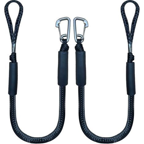 Crea – Ligne d'amarrage élastique 4 pieds – Corde PE + PP avec crochet – Lot de 2 – Absorption des chocs pour bateaux et kayaks (1/2)