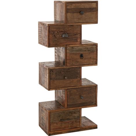 Commode 6 Tiroirs en Bois "Toro" 105cm Naturel (1/5)