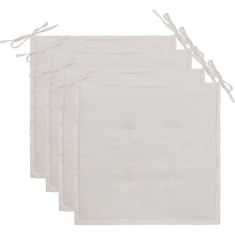 Juego de 4 cojines para silla de jardín 100% poliéster impermeable color crema 40x40x3 cm DEC021718
