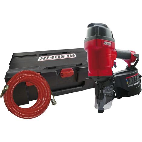 Alsafix C38/90P1 Rundmagazinnagler, Nagler Dachschalungen Holzrahmenbau Verpackungen, geringes Gewicht, gummierter Handgriff, Nagellänge 45-90 mm, inkl. 10m Druckluftschlauch