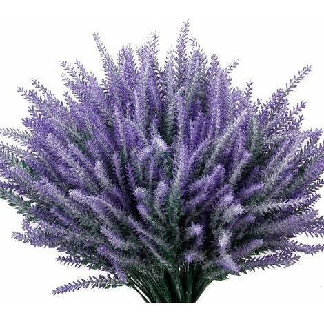 QORVA-Bouquet artificiel de lavande violet – 10 pcs en pot décoratif – Résistant à la corrosion et au vieillissement – Pour décoration intérieure et extérieure (1/5)