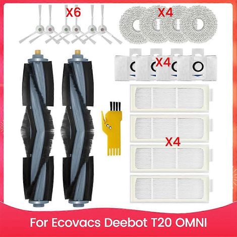 Filtre pour aspirateur brosse pour aspirateur Filtre de brosse pour aspirateur filtre de Ecovacs Deebot T20 OMNI Aspirateur Robot pièce détachée Main Side Brosses HEPA Filtres Serpillière Cloth Dust B (1/5)