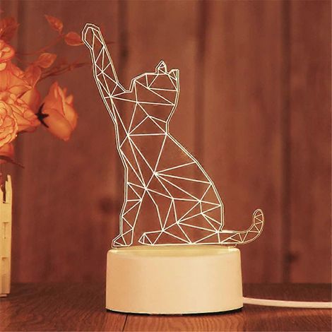 SCSYV 3D-Nachtlicht, kleine LED-Lampe zum Einstecken fürs Kinderzimmer, Geschenk für Mädchen, Mondlampe, Tischlampe, FortuneCat (1/5)