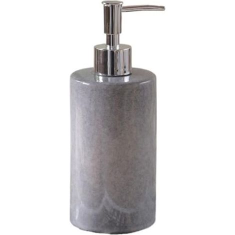 Grauer Keramikspender (450 ml) für Shampoo, Duschgel oder Gesichtsreiniger, ideal als Dekoration für Hotelbäder.