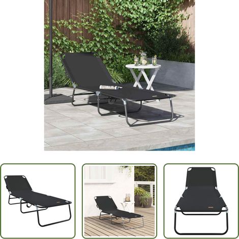 Sonnenliege Garten - Klappbare Sonnenliege Schwarz 188 x 57 x 86,5 cm Polyester (1/5)