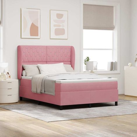 vidaXL Cama tipo Box Spring con colchón Rosa 200 x 160 cm Terciopelo (1/5)