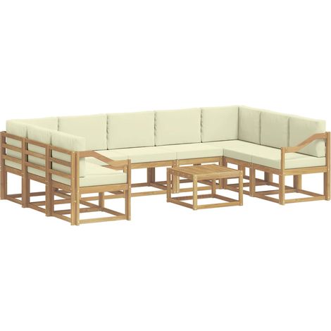 Outdoor-Sofagarnitur 10 pcs Weiß und Creme 59 x 59 x 37 cm vidaXL