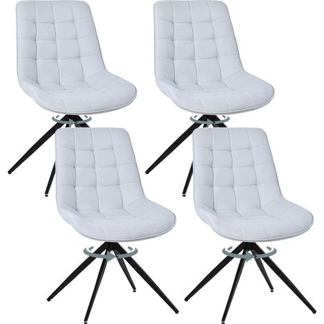Lot de 4 chaises HOMAVO YZ4 pivotantes - Bleu clair textile (1/5)