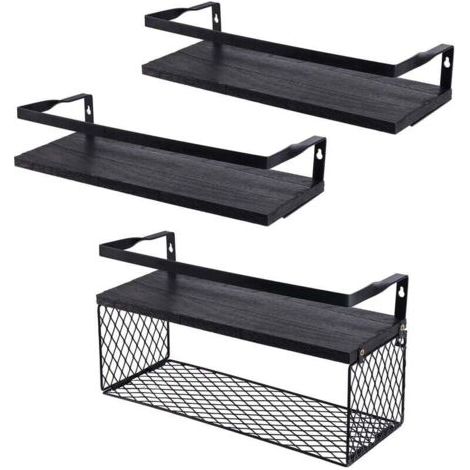 Green Mobility-Etagère et rangement de douche,Étagères flottantes avec panier de rangement en fil métallique, étagères de salle de bains au-dessus des toilettes avec garde-corps en métal (1/5)