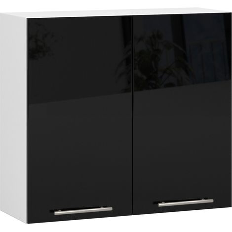 Küchenhängeschrank 80 cm Schwarz / Hochglanz hängend 2 Türen Kollektion OLIWIA  Raumhirsch