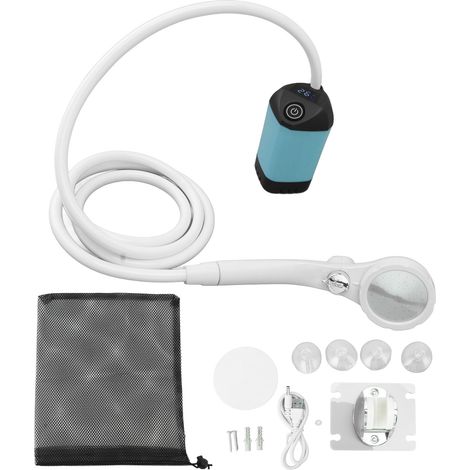 Douche électrique portable avec affichage numérique intelligent et trois pompes de douche électriques réglables (bleue) (1/5)