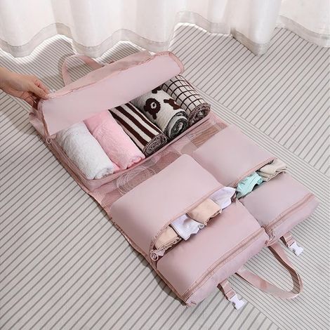 Cubes de rangement pour valises, organiseurs de bagages de voyage légers, sac de rangement à chaussures, sac de vêtements, sous vêtements, cubes de voyage pour homme et femme, rose (1/5)