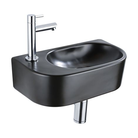 Fugaflow Efficiente Pietra Ensemble lave-mains - 40x21.5x12cm - gauche - lisse - semi-circulaire - 1 trou de robinet - céramique - robinet de