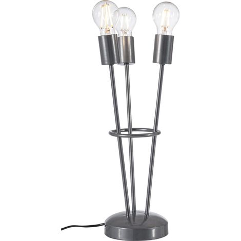 Lampada da tavolo "Fiaccola" a 3 luci in acciaio (1/5)