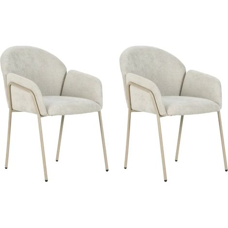 NAYA - Lot de 2 chaises tissu - Beige