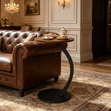 Tavolino rotondo, Tavolino da caffè a forma di C, Tavolino da caffè, Tavolino da notte, Tavolo per laptop temporaneo, Porta fiori (solo con tavolino) (1/5)