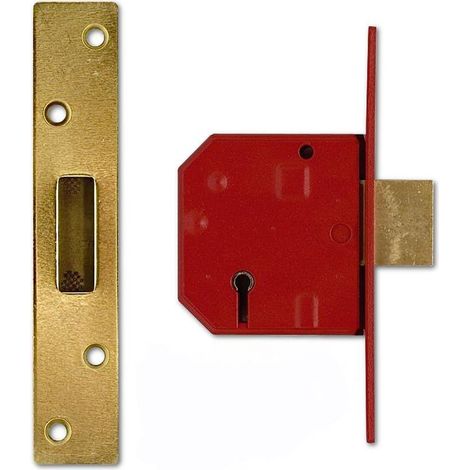 Union 2134E 5 Lever Bs Mortice Deadlock Satin Brass Finish 67Mm 2.5In Box (1/2)