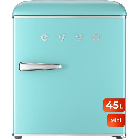 EVVO Frigorífico Mini F20 Retro Azul Pastel, 45 l, vintage, bajo consumo, silencioso