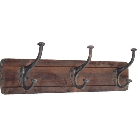 Signes Grimalt Perchero Adorno Pared Percha 3 Pomos Percheros Marrón 11x45x12cm 34303