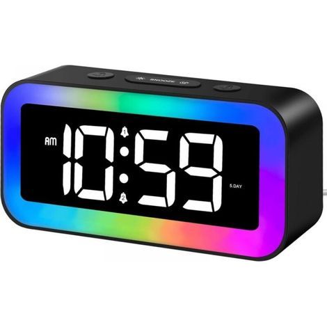 Réveil numérique,réveil lumineux pour enfants,avec veilleuse 7 couleurs,horloge numérique LED,réveil pour adolescents,2 modes (1/5)