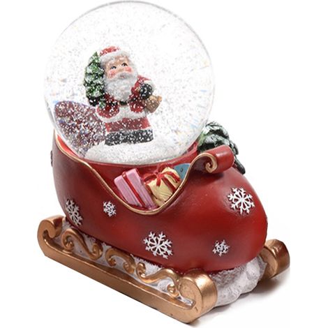 Palla di neve con "Babbo Natale su slitta" color rosso e bianco 9 x 5,5 x h 10 cm -Albero (1/5)
