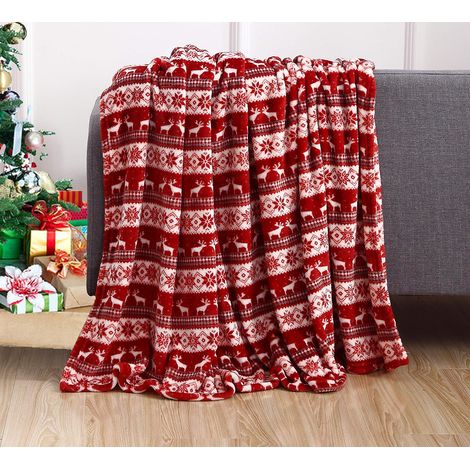 Coperta natalizia morbidissima - decorazione festiva per la casa. Biancheria da letto invernale morbida, calda e confortevole con cuscino da seduta - 127 x 152 cm (1/5)