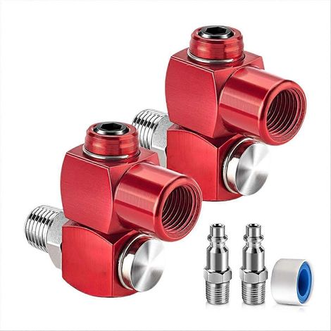 2er-Pack 360° drehbare Luftschlauchverschraubungen 1/4" NPT, auslaufsicherer Luftschlauchverbinder mit 1/4" MNPT Schnellkupplung (1/5)