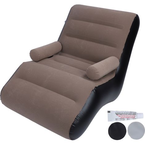 Canapé gonflable ergonomique en forme de S, Portable, Surface de flocage douce, canapé gonflable pour la maison, les voyages, le bureau, le café (1/5)