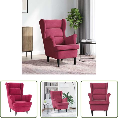 vidaXL Wohnzimmer Sessel - Sessel Weinrot Samt (1/5)