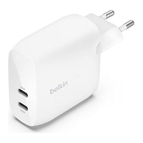 Belkin BLK.WCB010VFWH BoostCharge Pro Caricabatterie da Parete Dual USB-C PD da 30W Universale Bianco (1/6)