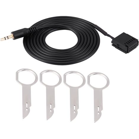 6000CD Adaptateur de câble auxiliaire o de Voiture 3,5 mm à 12 Broches avec clés d'outil de Suppression de CD pour Mondeo Focus / C-Max / Fiesta (1/5)