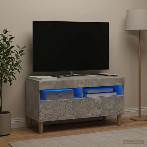 Meuble TV LED Gris béton Bois d'ingénierie (1/5)