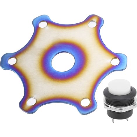 Cache-bouton de klaxon de volant universel en ABS et métal pour voiture de course (6 boulons), blanc (1/5)