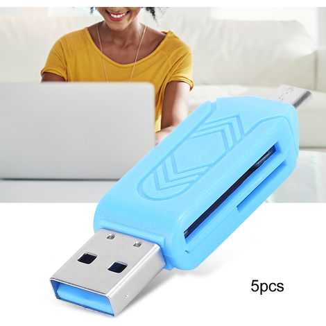 5 Pièces Lecteur de Carte OTG USB 2.0 pour Android, Xiaomi, Téléphone et Ordinateur (Bleu)