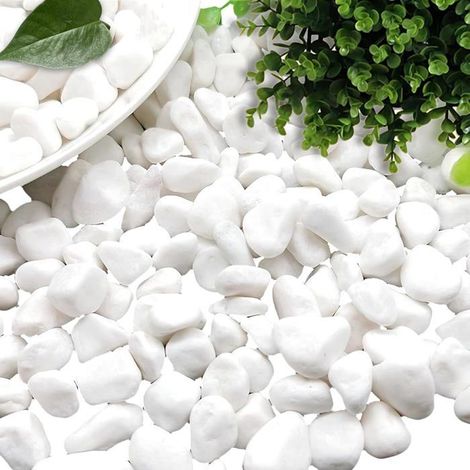 Gravier blanc 1000 g Pierre naturelle Décoration de jardin et d'aquarium Pour pots de fleurs et aménagement paysager 1 à 3 cm (1/5)