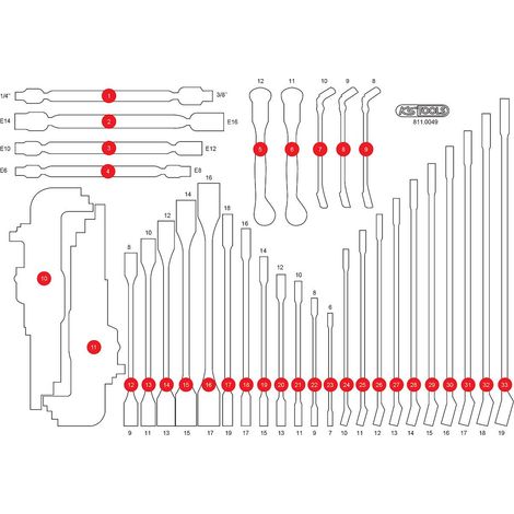 Kstools Inserto in schiuma modello 811.0049 per organizzazione