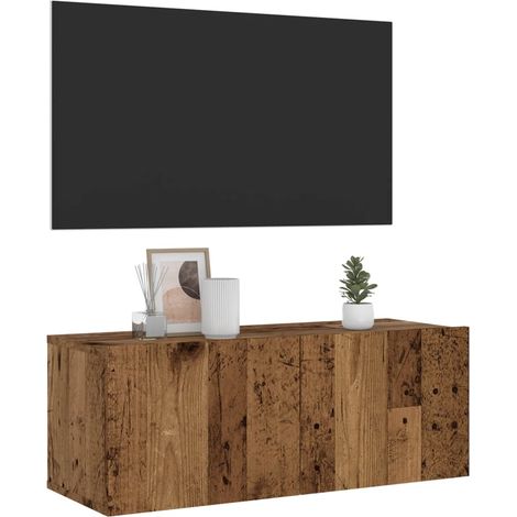 Mueble de pared de TV madera ingeniería envejecida 80x30x30 cm
