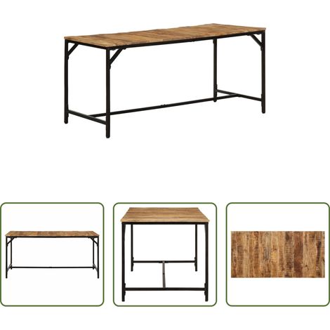 Bois de manguier -  Table à manger 160x80x75 cm bois de manguier massif brut (1/5)