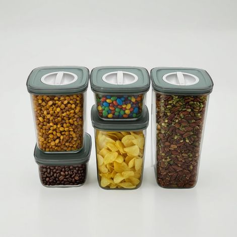 Ensemble de 5 boîtes de conservation - Boîtes en métal pour la cuisine - Boîtes de rangement pour la farine et le sucre - Boîtes de conservation hermétiques - Boîtes de conservation avec couvercles he (1/5)