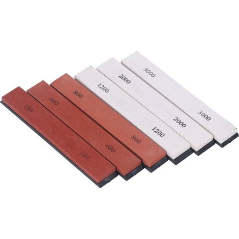 Ensemble de 6 pierres à aiguiser avec des pierres à huile de grain 180/400/800/1200/2000/3000 pour affûter les lames de couteaux. (1/5)