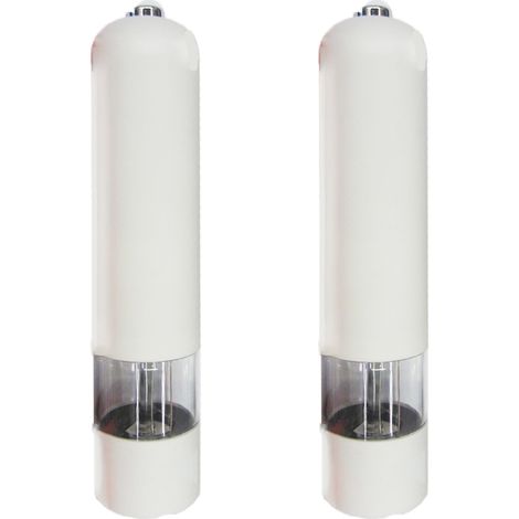 Moulin A Sel Et Poivre Electrique - Piles AA - Reglage Finesse Mouture - Lumiere Integrée - Usage Cuisine Et Extérieur - Lot De 2 (1/5)