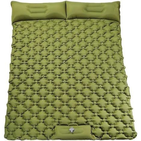 Matelas de couchage double gonflable avec rembourrage extra épais de 7,6 cm, 38,1 cm, matelas de camping léger et portable pour voyage (double jaune militaire) (1/5)